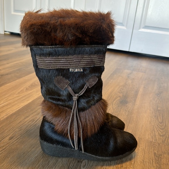 vtg Italian Tecnica 70s 80s brown goat fur mukluk muk luk boots size 7.5 cute - Picture 5 of 15